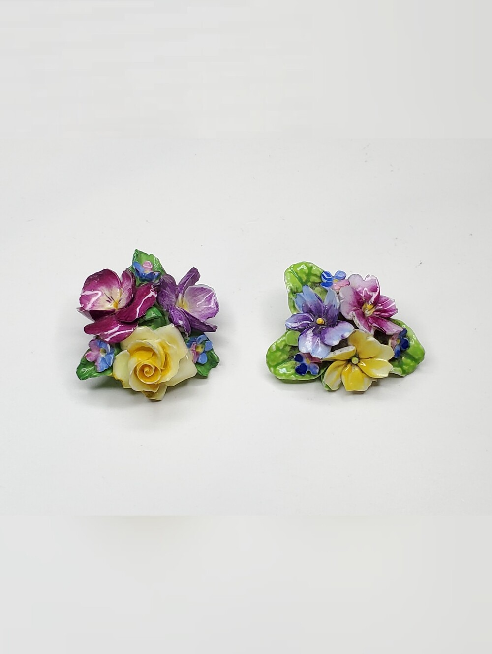 Vtg. 1950 Coalport England Floral Cluster Brooches